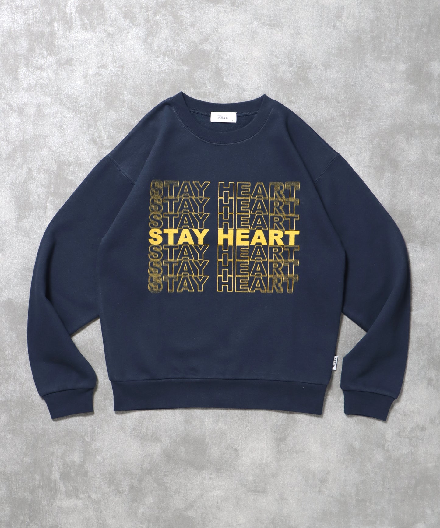 ヘビーウエイトぼかしメッセージロゴスウェット / 裏起毛 スウェット クルーネック プリント ネイビー