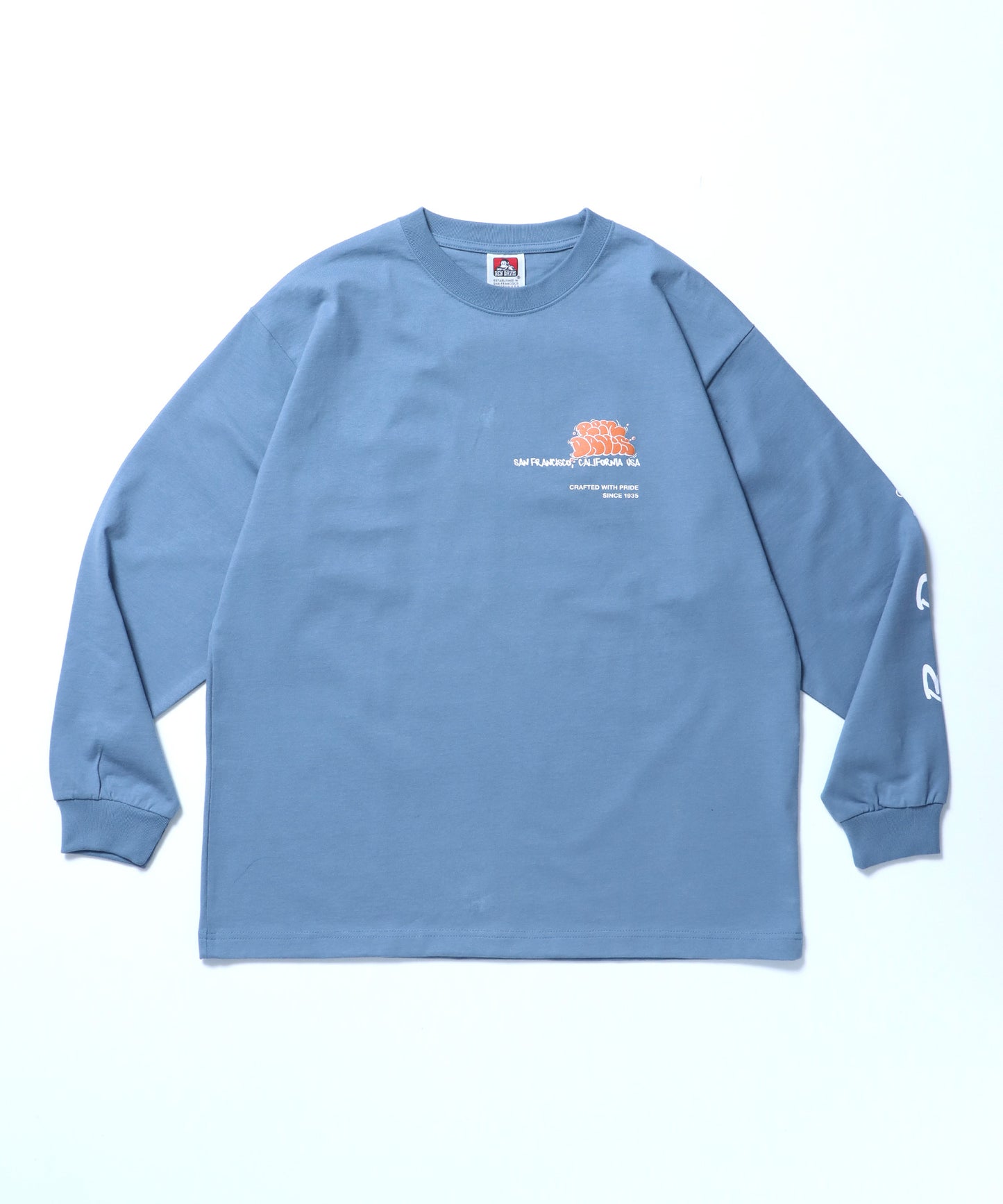 BUBBLE L/S TEE[WIDE] / ロンT 長袖 ワンポイント ワイドシルエット ブルーグレー