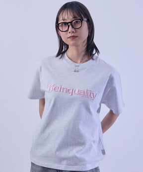 センターデカロゴ3D刺繍ショート丈Tシャツ/ Tシャツ クルーネック 半袖 刺繍 【短丈】 アッシュグレー