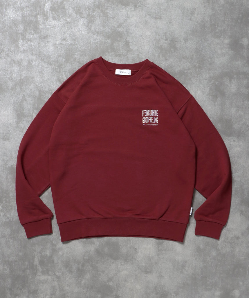 ヘビーウエイトワンポイント刺繍スウェット / スウェット トレーナー 裏毛 クルーネック ワンポイント レッド