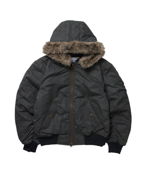 FUR SQNZ BOMBER JACKET / オーバーサイズ ジャケット アウター ブルゾン 中綿 加工 ジップ ブラック