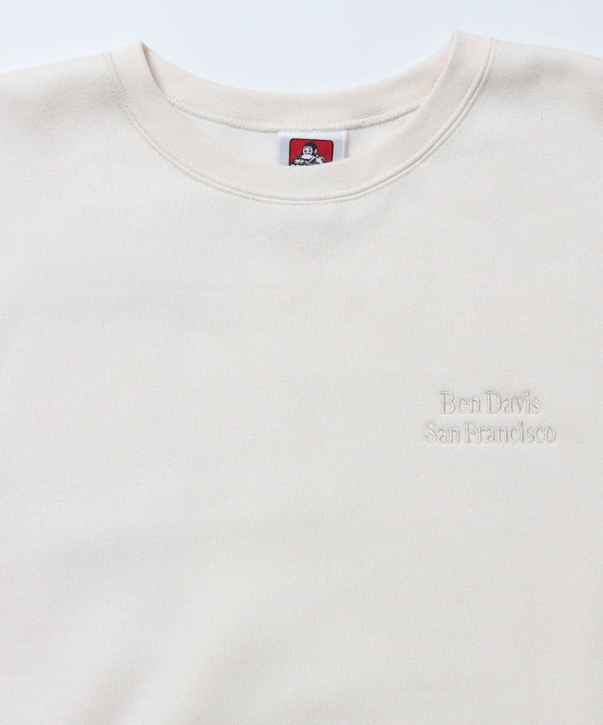 BD SWEAT CREW / スウェット クルーネック 裏起毛 ワンポイント刺繍 リサイズ ユニセックス ホワイト