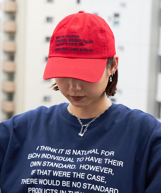 英字メッセージ刺繍キャップ / 深めキャップ レッド