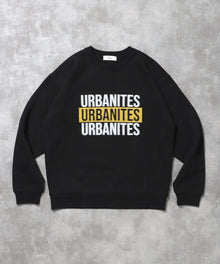 ヘビーウエイトセンターボカシロゴスウェット / 裏起毛 スウェット クルーネック ワンポイント プリント ブラック