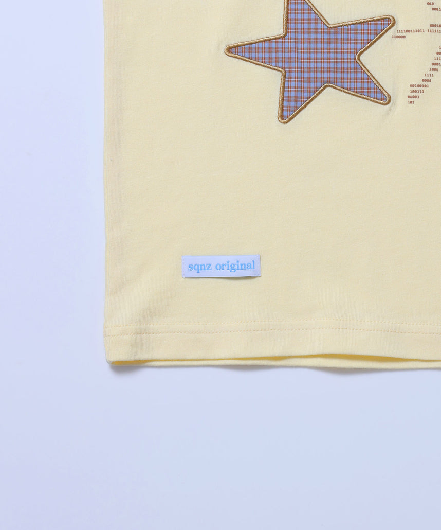 WEB限定 / ワッペン×チェック / モチーフデザイン半袖Tシャツ / sqnz