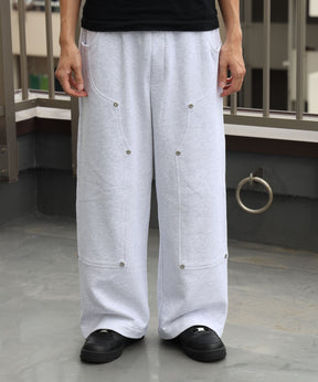 ダブルニーパギースウェットパンツ 12oz / ダブルニー スウェット 裏毛 パンツ リベット アッシュグレー