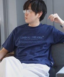 シンプルプリントロゴショート丈Tシャツ/ Tシャツ クルーネック 半袖 プリント スタッズ ワンポイント【短丈】 ネイビー