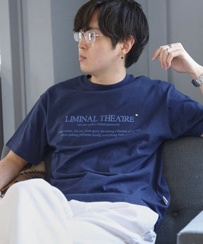 シンプルプリントロゴショート丈Tシャツ/ Tシャツ クルーネック 半袖 プリント スタッズ ワンポイント【短丈】 ネイビー