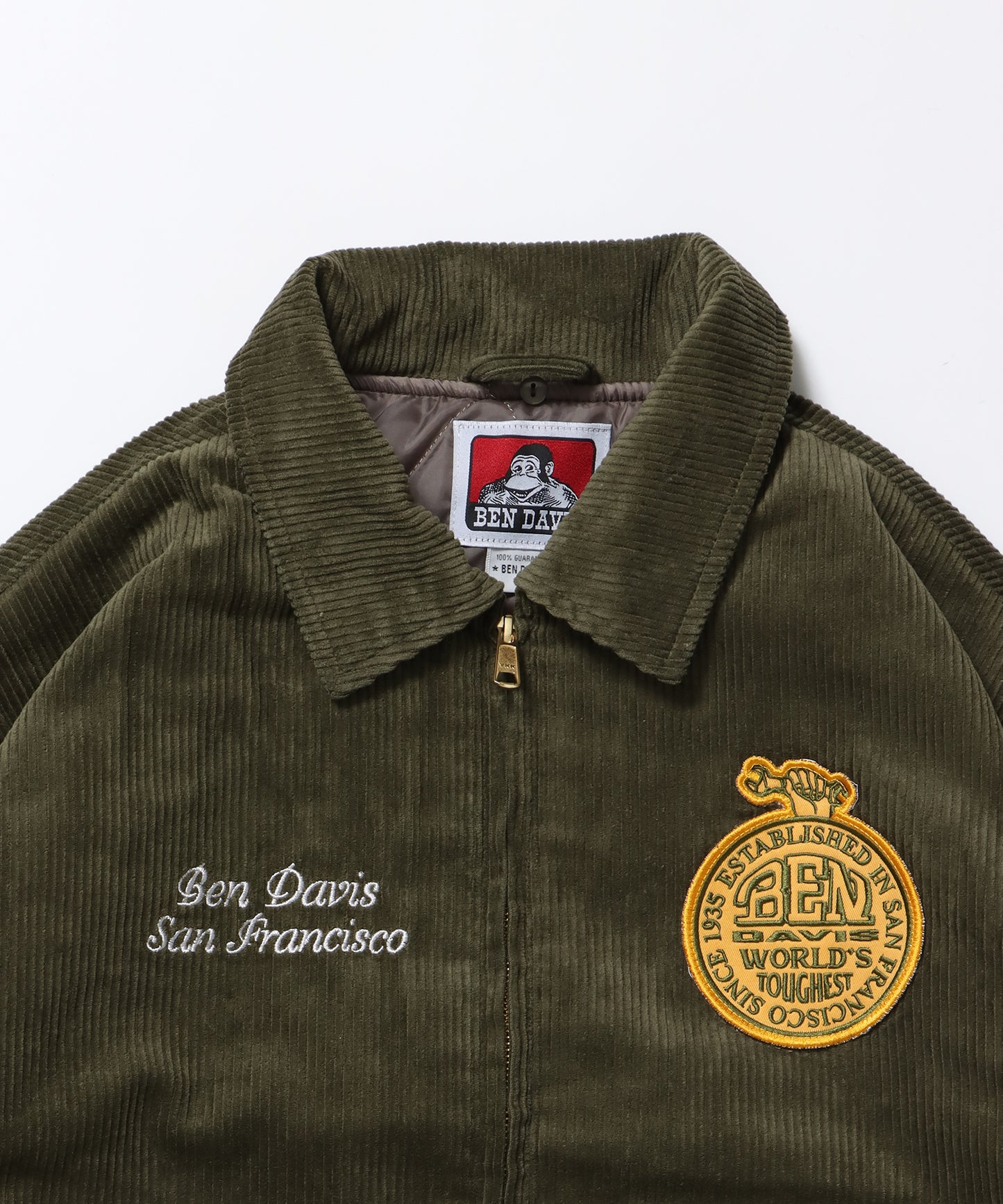 REMOVAL BOA COLLAR CORD JACKET /ジャケット ボア 刺繍 ワッペン スイングトップ カーキ