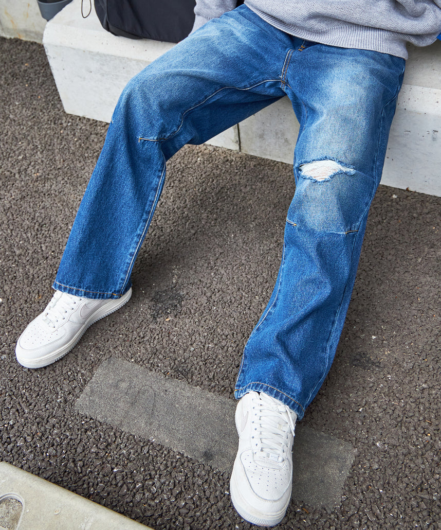 SEQUENZシークエンズ WIDE DESTROYED DENIM / ダメージ ワイド デニム