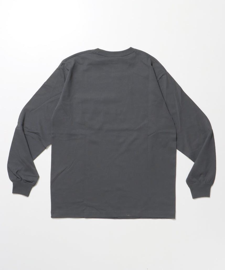 L/S POCKET TEE[REG] / ロンT 長袖 ワンポイント レギュラーサイズ ポケット チャコール