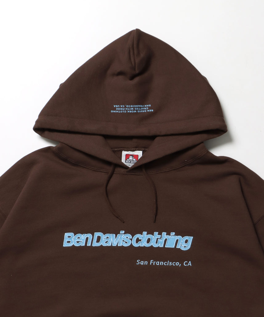 MID WEIGHT SWEAT HOODIE /パーカー ジップパーカー ダブルジップ 短丈 刺繍 プリント ブラウン