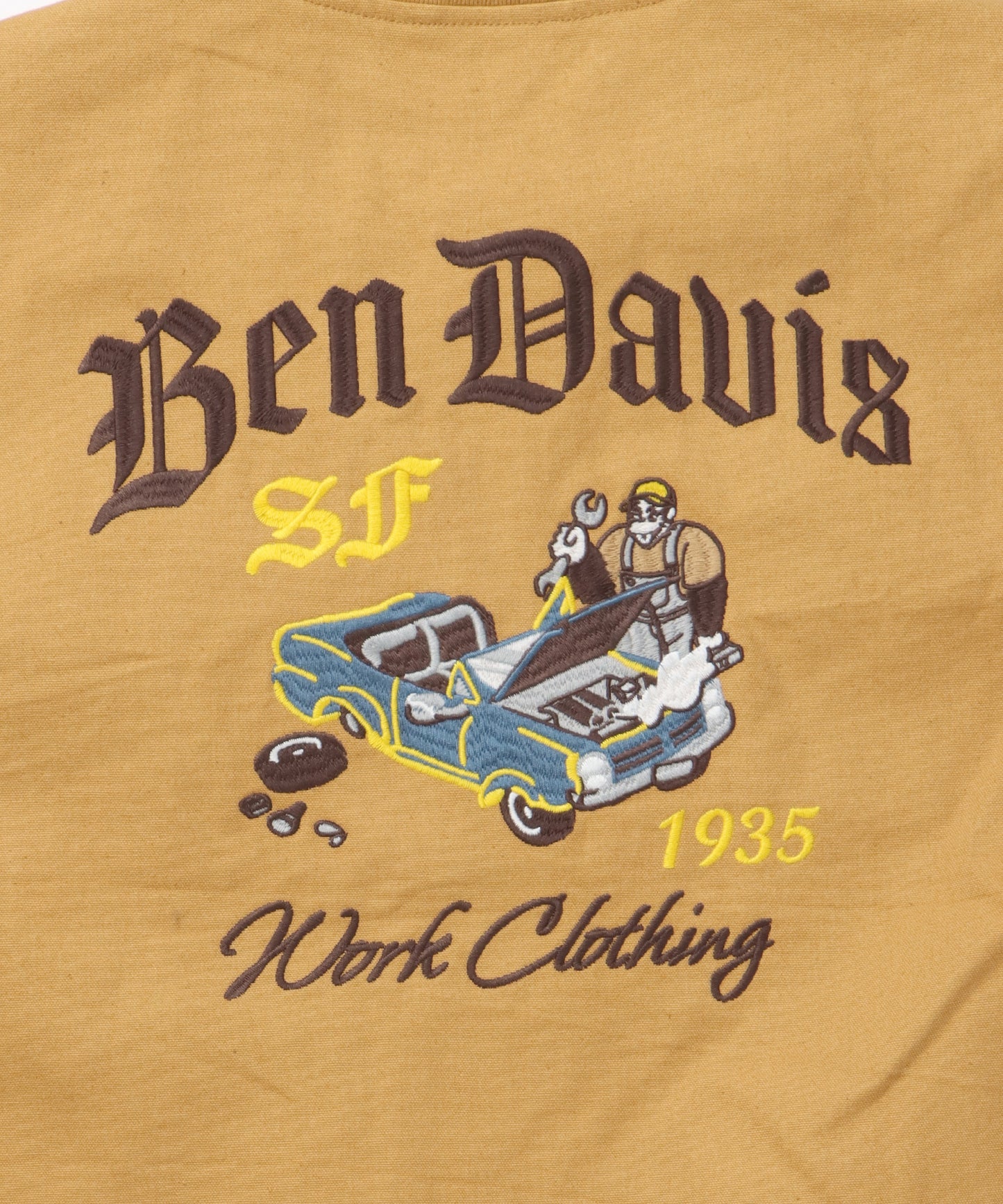 MECHANIC EMB RIBBED JACKET / ワーク ジャケット 刺繍 ジャケット ダック アウター ベージュ