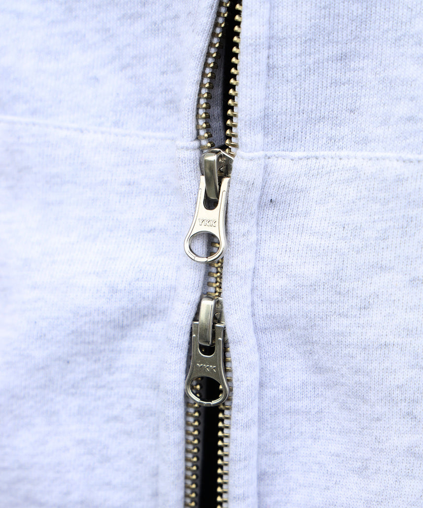 切り替えリベットジップパーカー 12oz / リベット ジップ パーカー 裏毛 フーディ アッシュグレー