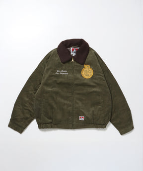 REMOVAL BOA COLLAR CORD JACKET /ジャケット ボア 刺繍 ワッペン スイングトップ カーキ