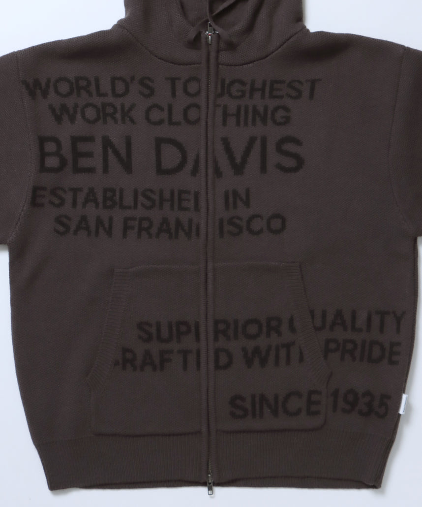 FAUX FUR TRIM KNIT JACKET / オーバーサイズ ニット ファー ジップパーカー フーディ ダブルジップ チャコール