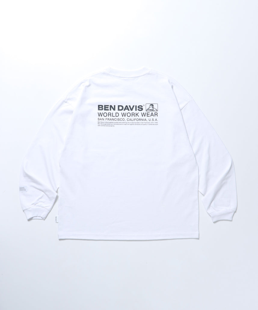 BD LOGO L/S TEE WIDE / 長袖 オーバーサイズ ワンポイント シンプル ネーム ホワイト