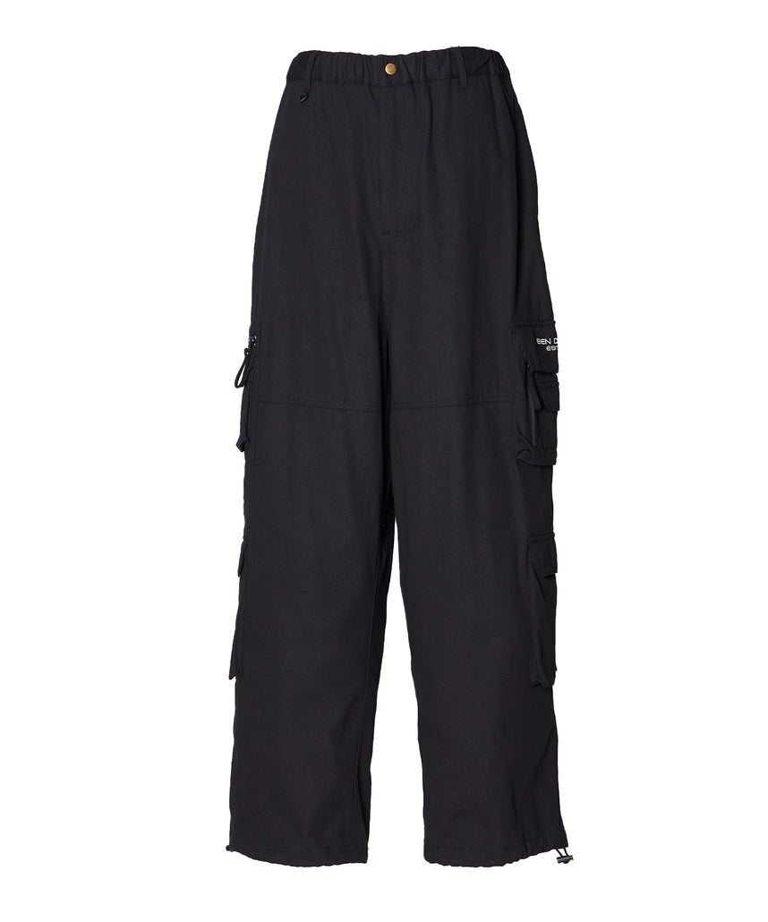 THESE DAYS TECH CARGO PANTS / ワイドテーパード 裾ドローコード ブラック