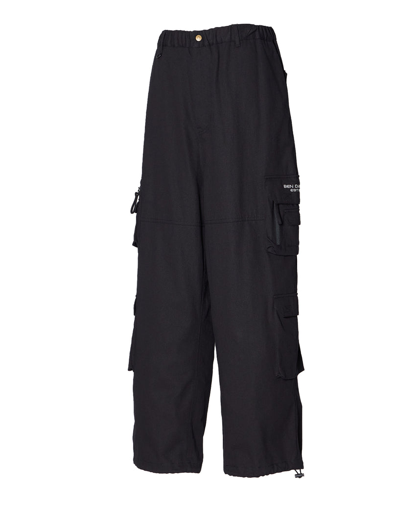 THESE DAYS TECH CARGO PANTS / ワイドテーパード 裾ドローコード ブラック