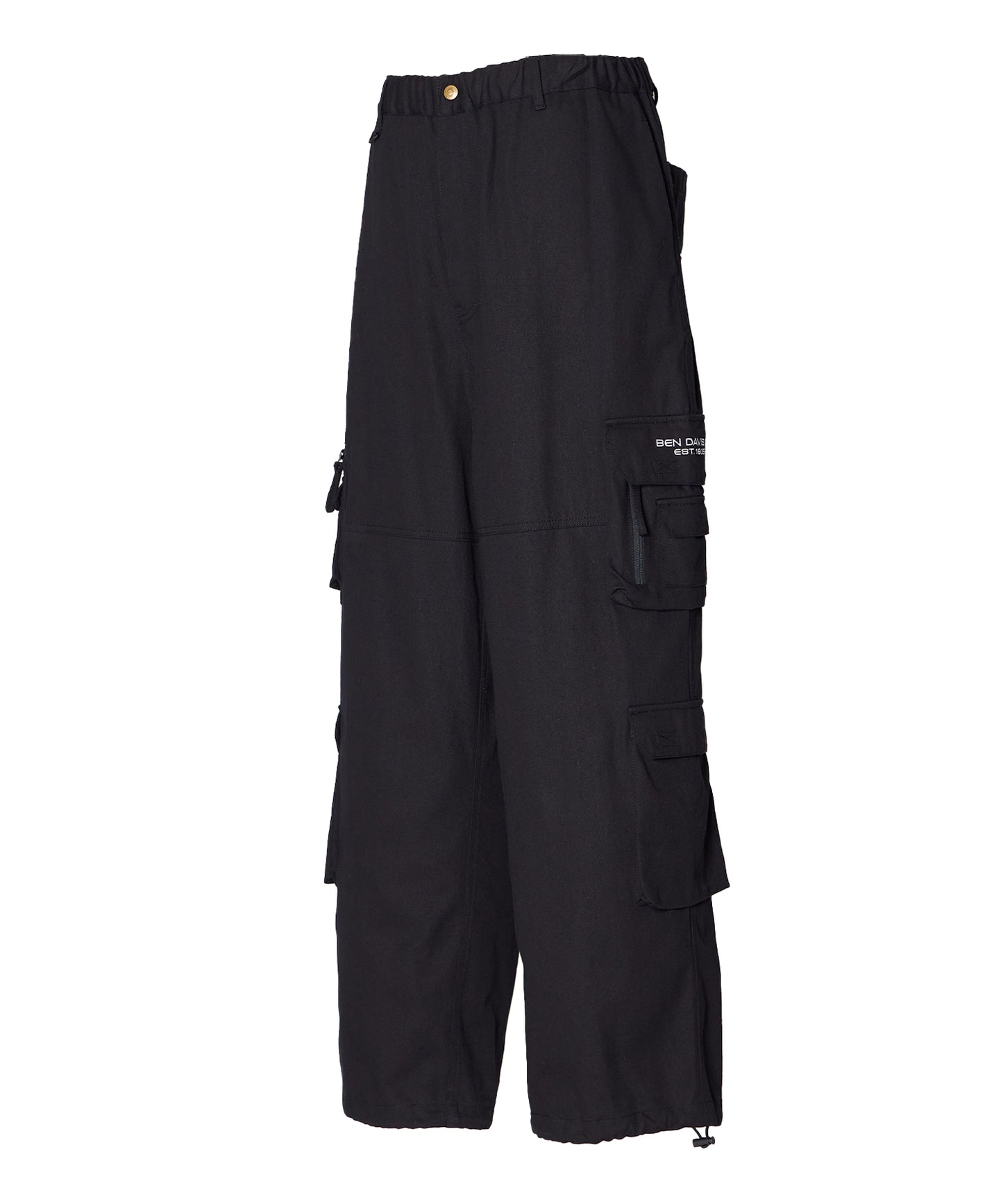 THESE DAYS TECH CARGO PANTS / ワイドテーパード 裾ドローコード ブラック