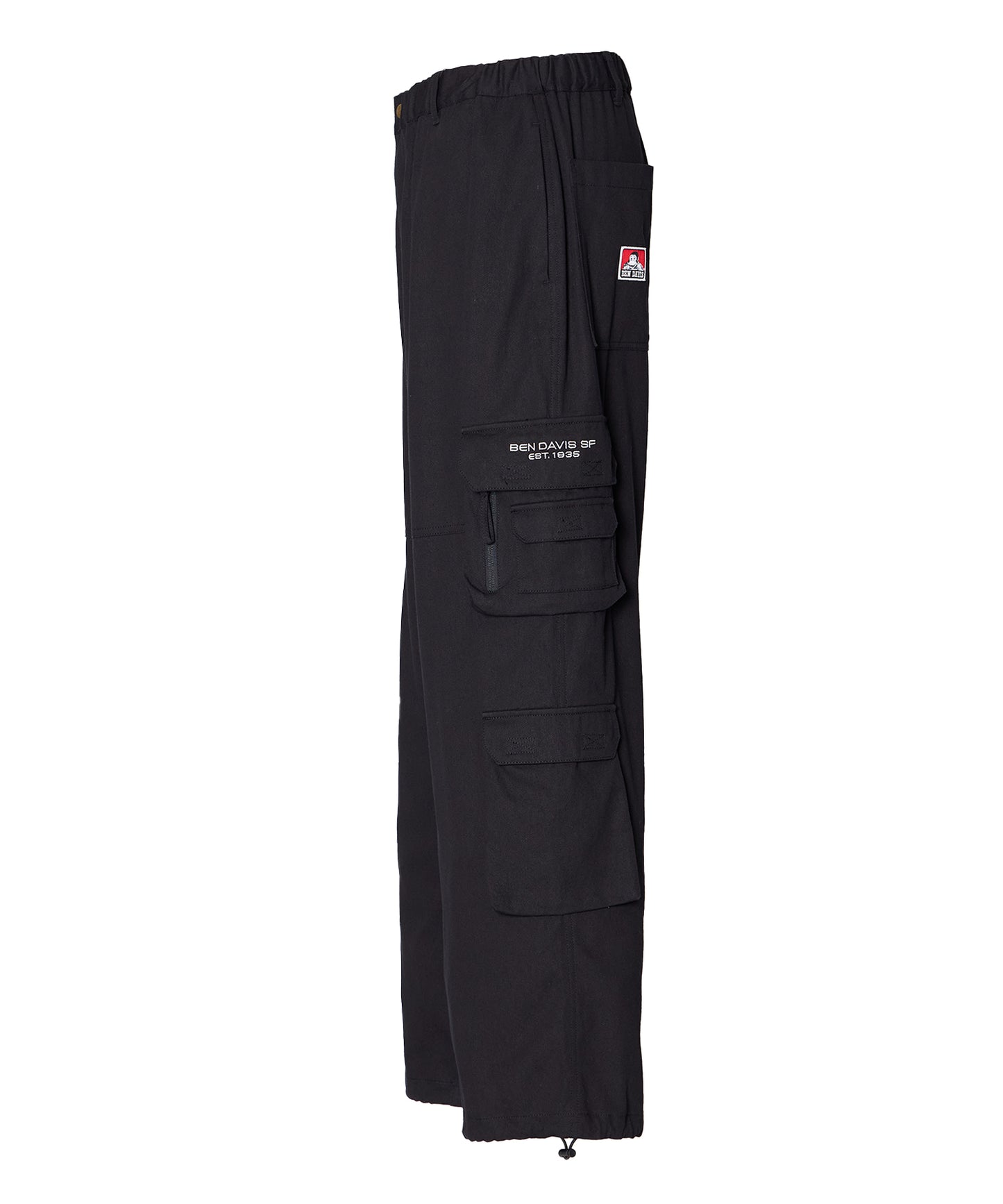 THESE DAYS TECH CARGO PANTS / ワイドテーパード 裾ドローコード ブラック