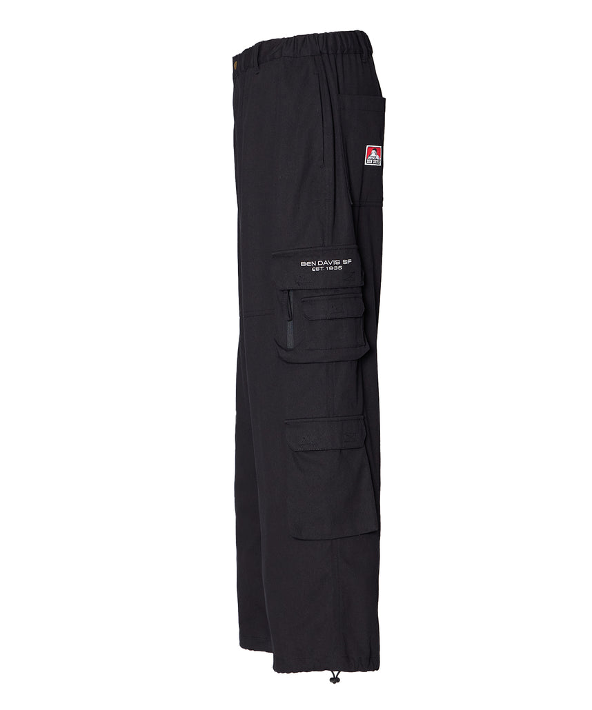 THESE DAYS TECH CARGO PANTS / ワイドテーパード 裾ドローコード ブラック