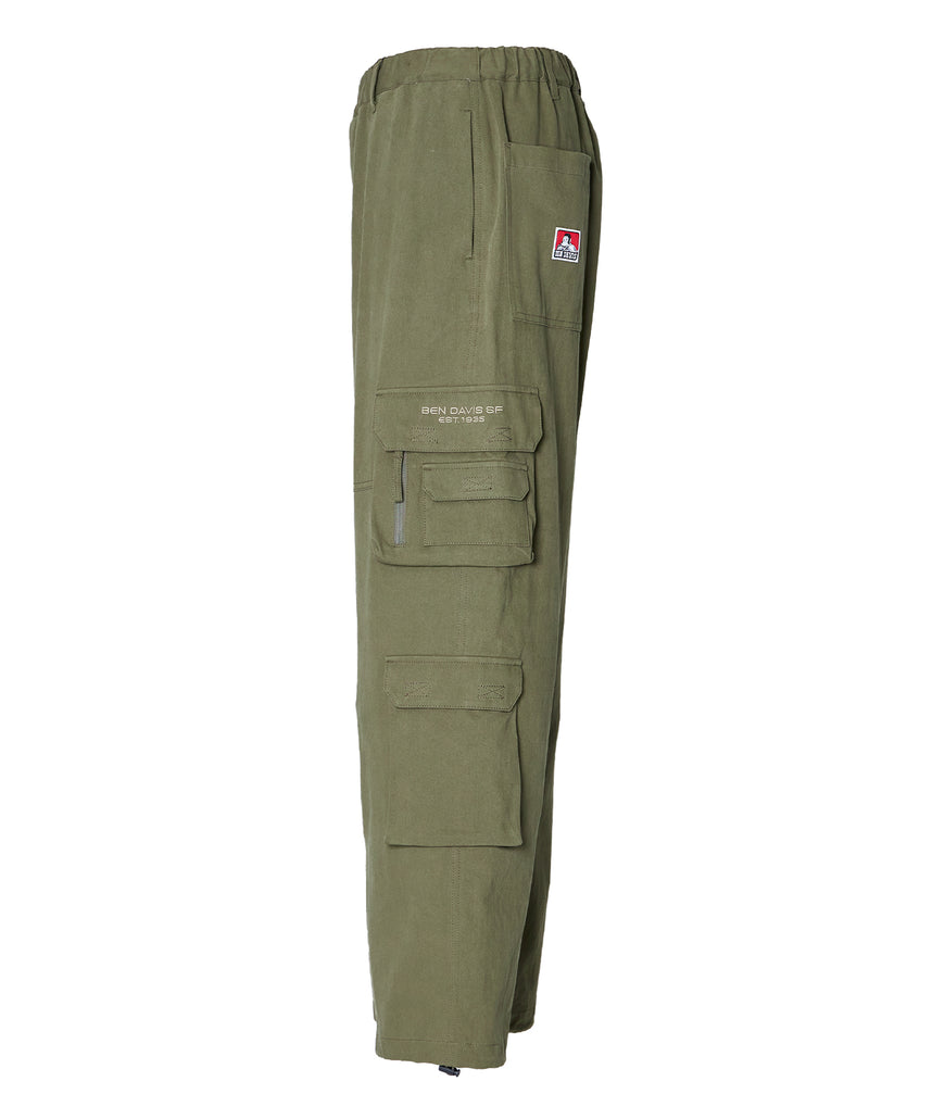 THESE DAYS TECH CARGO PANTS / ワイドテーパード 裾ドローコード カーキ