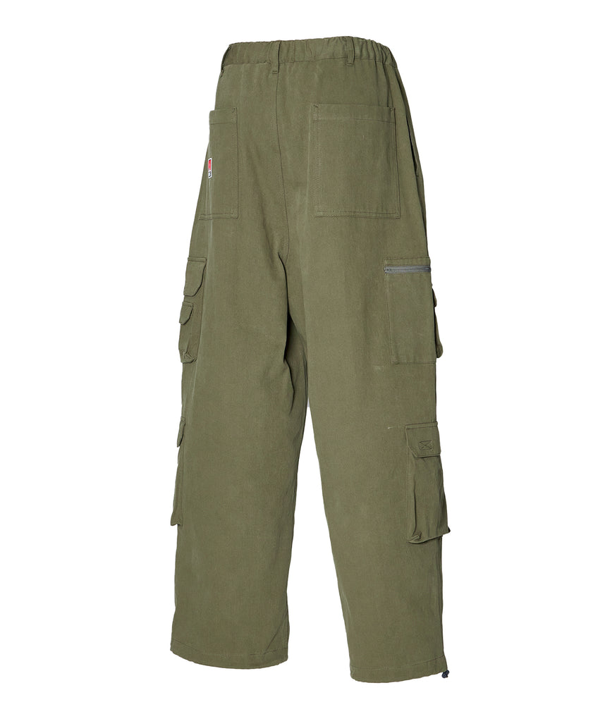 THESE DAYS TECH CARGO PANTS / ワイドテーパード 裾ドローコード カーキ