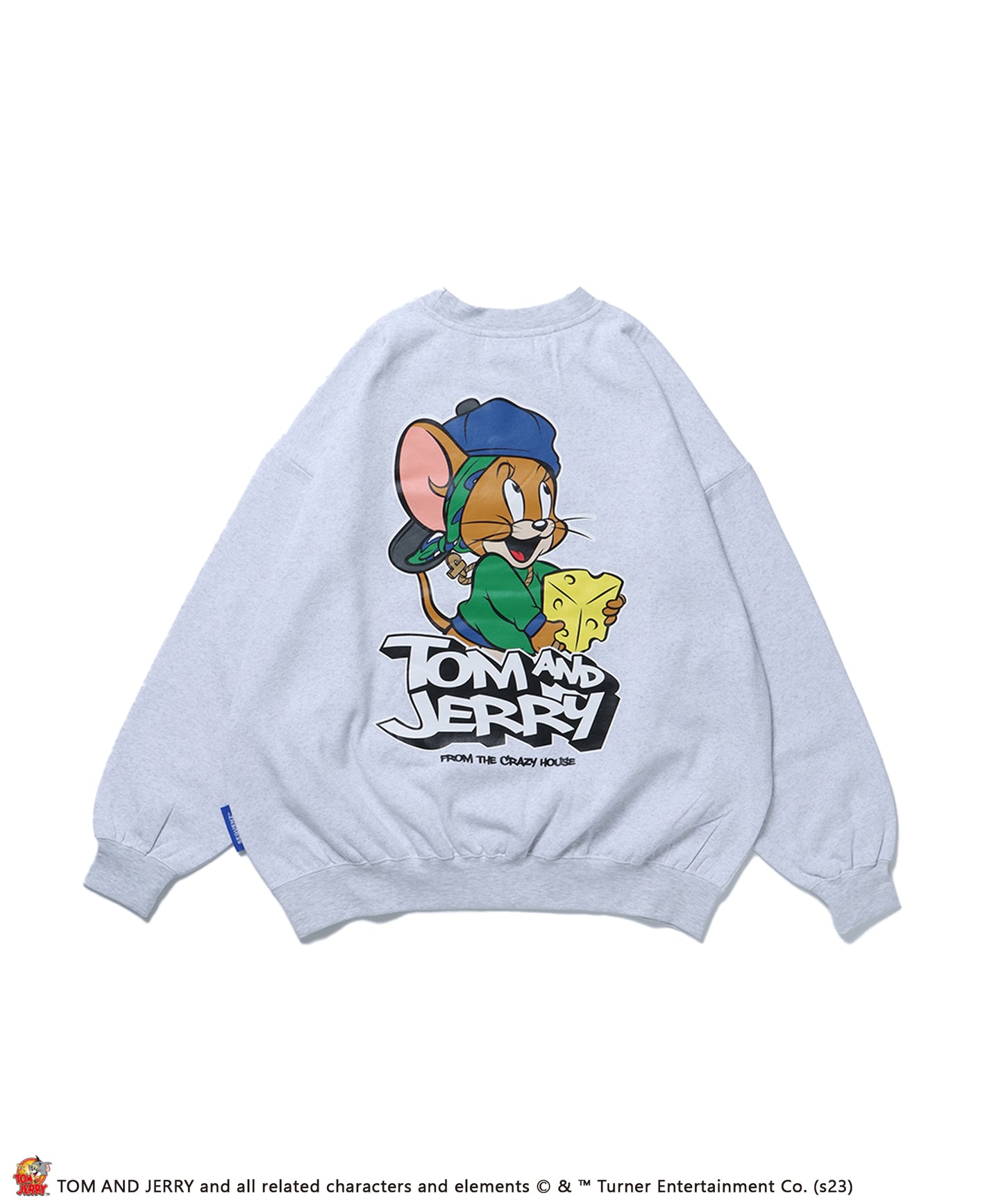 【SEQUENZ】TOM and JERRY 90s STYLE CN SWEATSHIRTS/ トムとジェリー ストリート 古着風 ロゴ ペアコーデ クルーネック スウェット アイボリー(ジェリー)