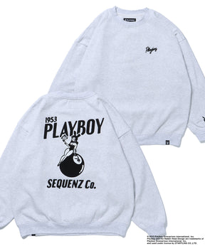 【SEQUENZ】 PLAYBOY BUNNY EMB CN / プレイボーイ ピンボール バニー 刺繍 クルーネック スウェット オフホワイト