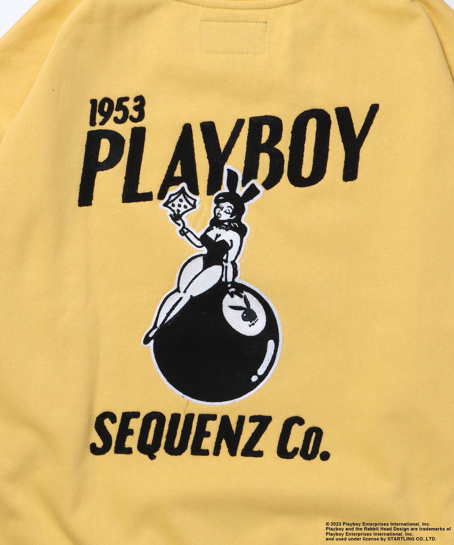 【SEQUENZ】 PLAYBOY BUNNY EMB CN / プレイボーイ ピンボール バニー 刺繍 クルーネック スウェット イエロー