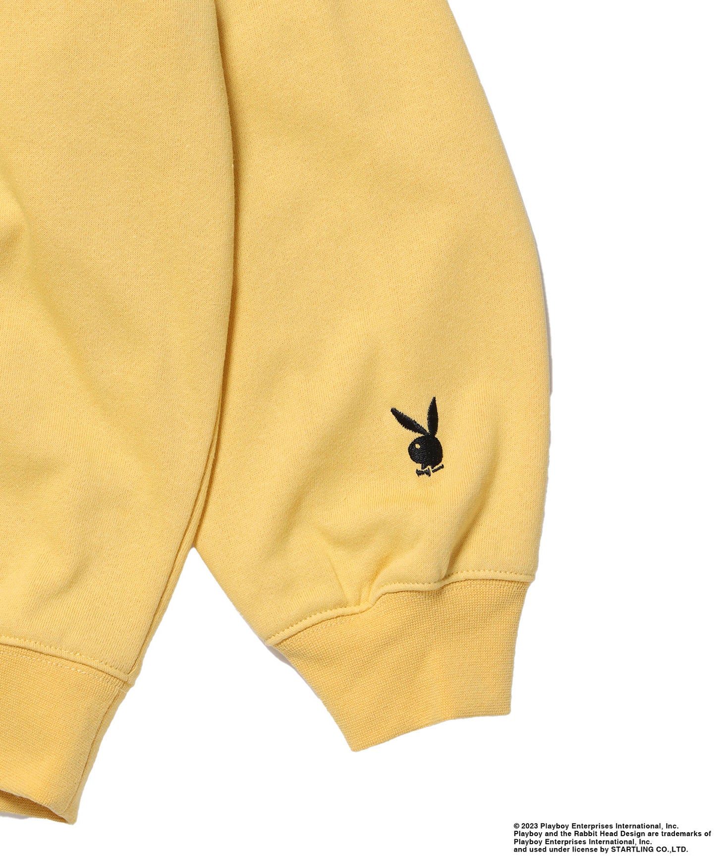 【SEQUENZ】 PLAYBOY BUNNY EMB CN / プレイボーイ ピンボール バニー 刺繍 クルーネック スウェット イエロー