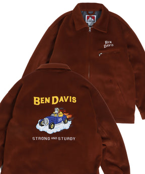 【BEN DAVIS(ベンデイビス)】 WORKAHOLIC MELTON JACKET / スウェード ジャケット チェーン刺繍 ロゴ ブラウン