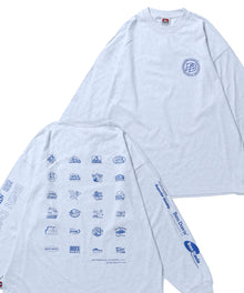 【BEN DAVIS(ベンデイビス)】MORE ICONS L/S TEE / ロゴ バックプリント 刺繍　ワンポイント クルーネック ロンT オフホワイト