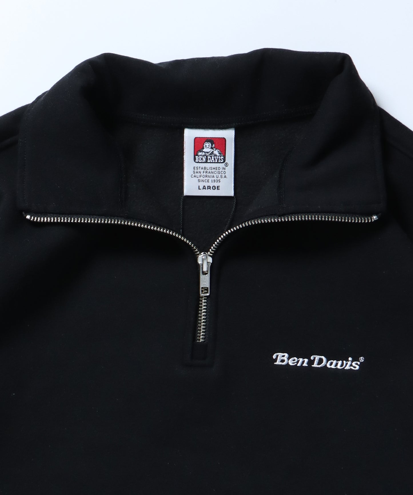 【BEN DAVIS(ベンデイビス)】 HEAVY SWEAT HALF ZIP / ビッグ ハーフジップ スウェット 配色 ブラック