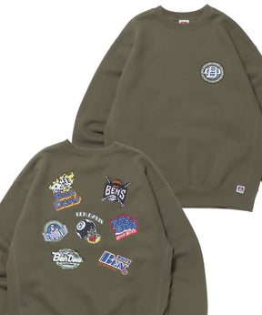 【BEN DAVIS(ベンデイビス)】 CHAMPIONSHIP CREW / ロゴ ビッグ ワッペン スウェット クルーネック カーキ