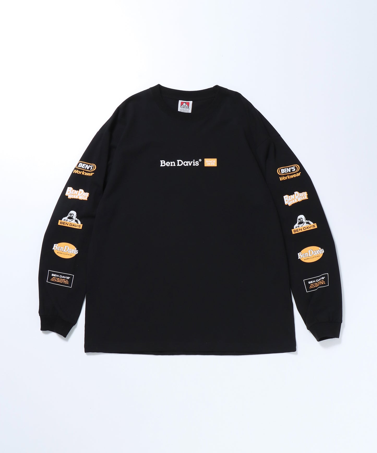【BEN DAVIS(ベンデイビス)】 LS&SS 2TEES LAYERED(WIDE) / セット プリント レイヤード ロンT ホワイト