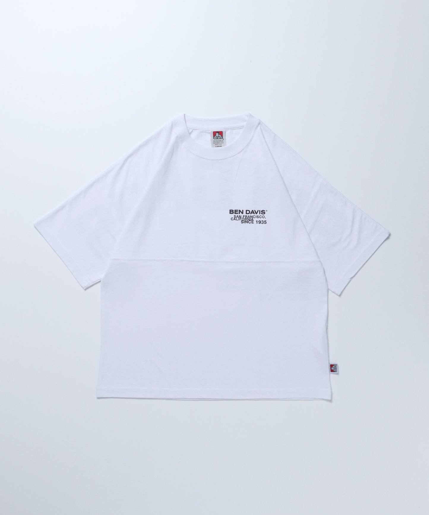 【BEN DAVIS(ベンデイビス)】 LS&SS 2TEES LAYERED(WIDE) / セット ワンポイント バックプリント レイヤード ロンT ホワイト