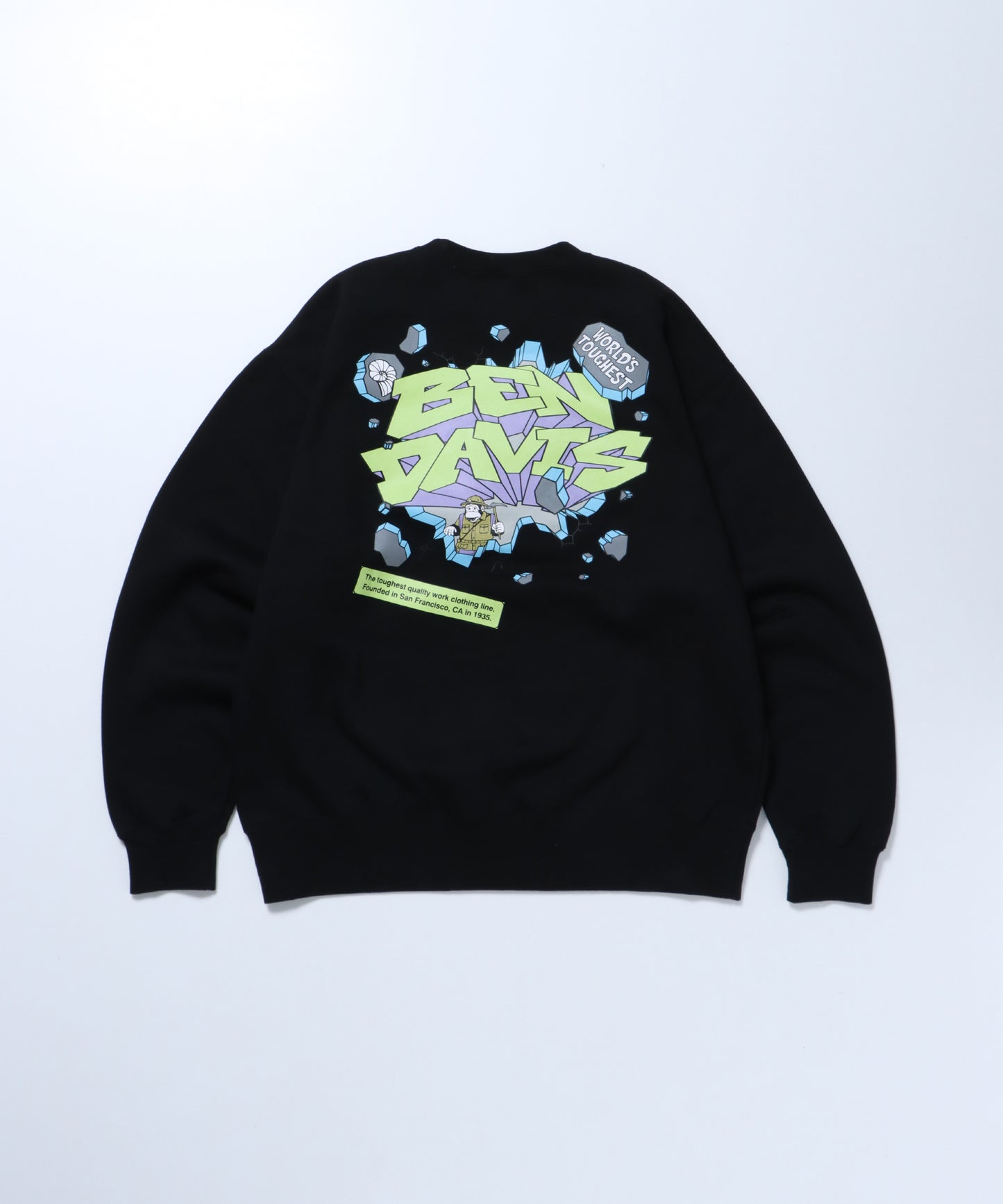 【BEN DAVIS(ベンデイビス)】 BREAK THE WALL CREW / ビッグ スウェット クルーネック ブラック