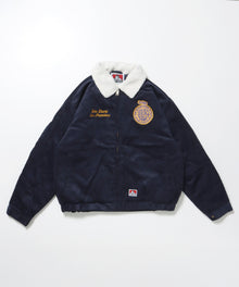 REMOVAL BOA COLLAR CORD JACKET /ジャケット ボア 刺繍 ワッペン スイングトップ ネイビー