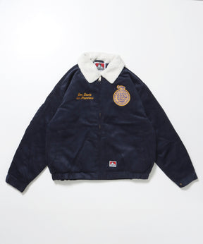 REMOVAL BOA COLLAR CORD JACKET /ジャケット ボア 刺繍 ワッペン スイングトップ ネイビー