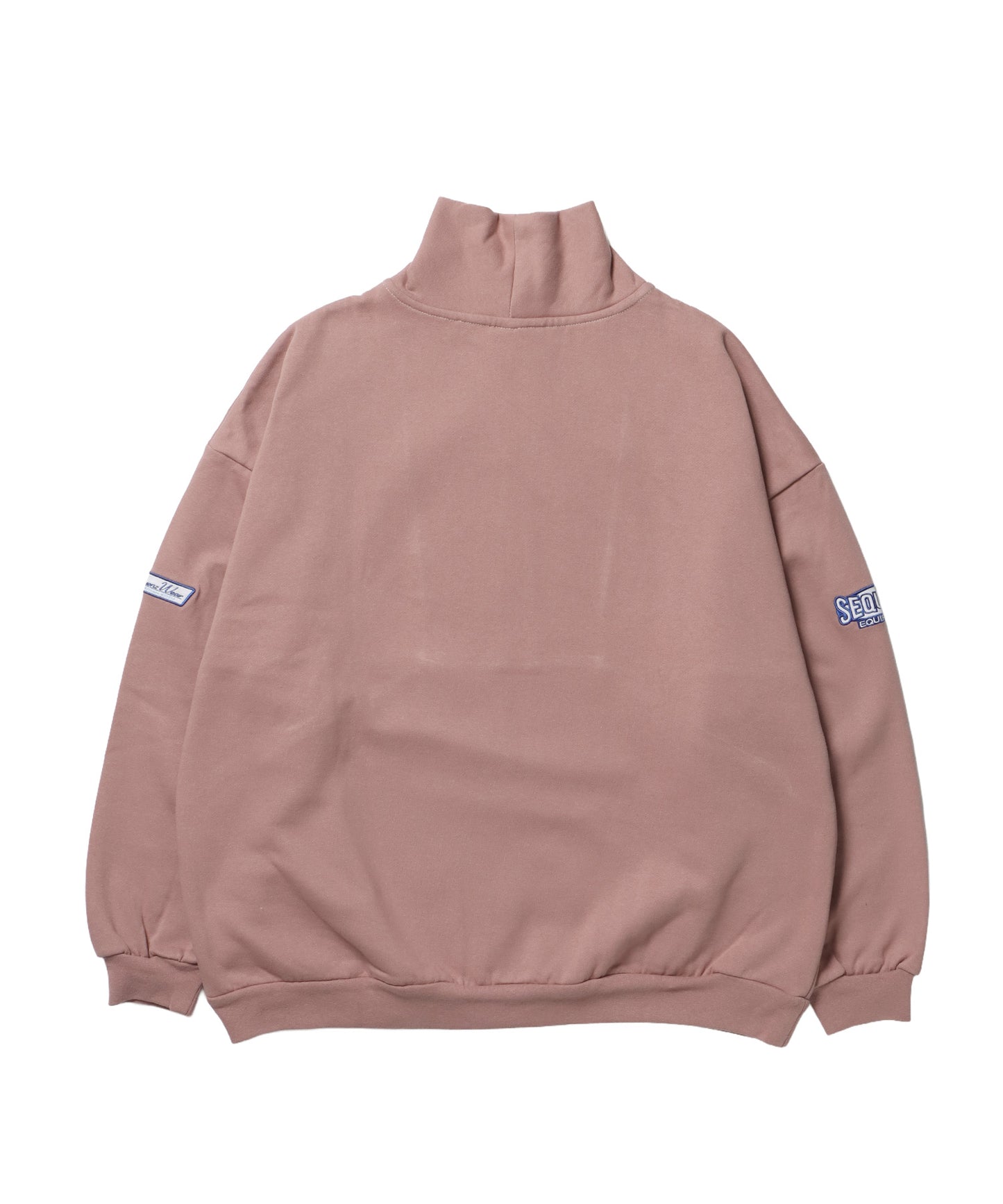 90s 1/2 ZIP SWEAT / 裏起毛 オーバーサイズ プルオーバー スウェット ルーズシルエット ハーフジップ 刺繍 ポケット ジップアップ セットアップ ピンク ≪SET UP着用可能≫