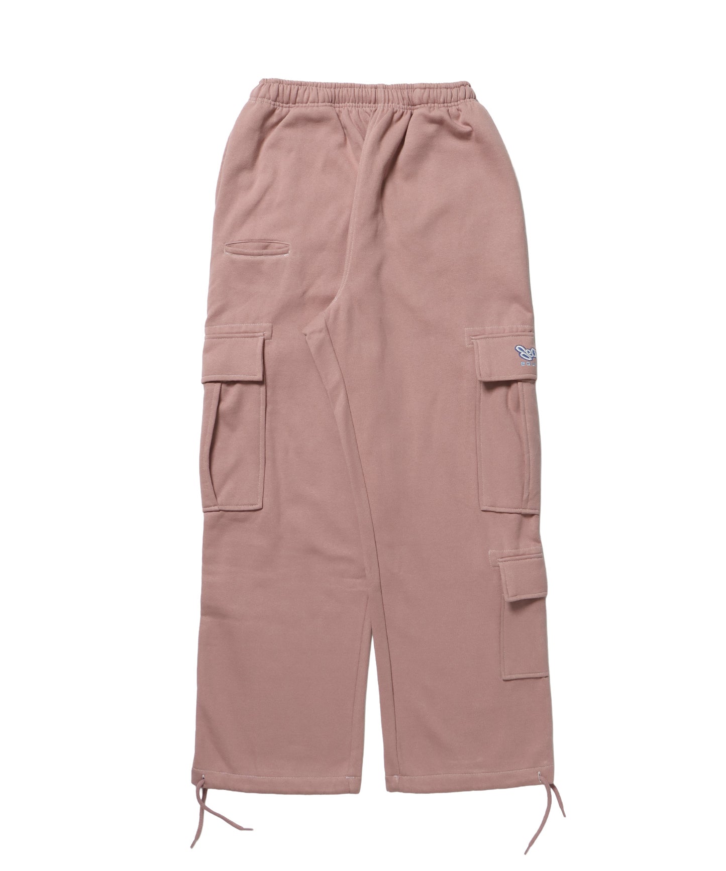 90s UTILITY CARGO SWEAT PANTS / ロゴ 刺繍 カーゴ ポケット スウェット パンツ ドローコード ワイドシルエット セットアップ  ピンク ≪SET UP着用可能≫