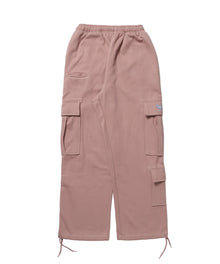 90s UTILITY CARGO SWEAT PANTS / ロゴ 刺繍 カーゴ ポケット スウェット パンツ ドローコード ワイドシルエット セットアップ  ピンク ≪SET UP着用可能≫
