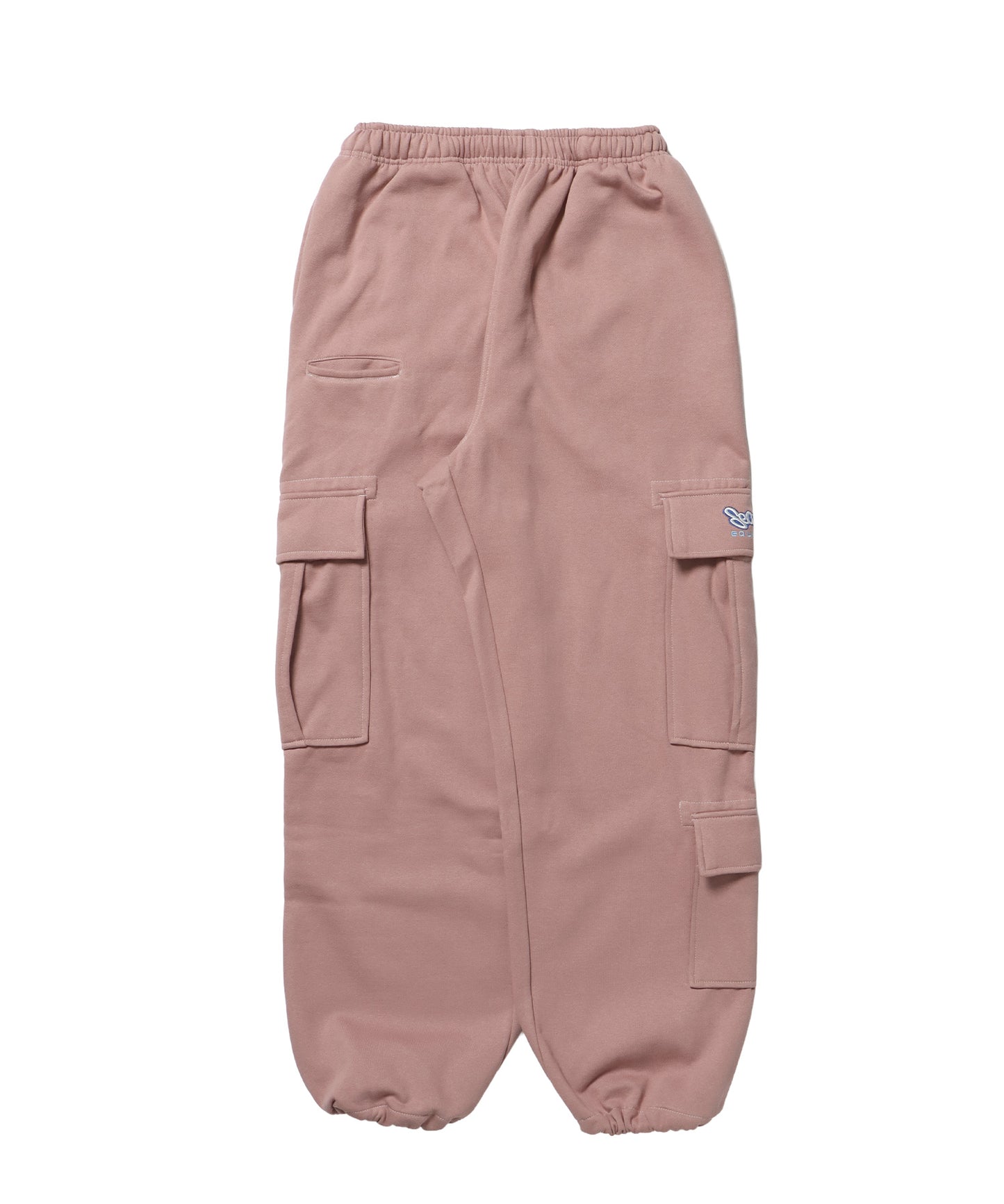 90s UTILITY CARGO SWEAT PANTS / ロゴ 刺繍 カーゴ ポケット スウェット パンツ ドローコード ワイドシルエット セットアップ  ピンク ≪SET UP着用可能≫
