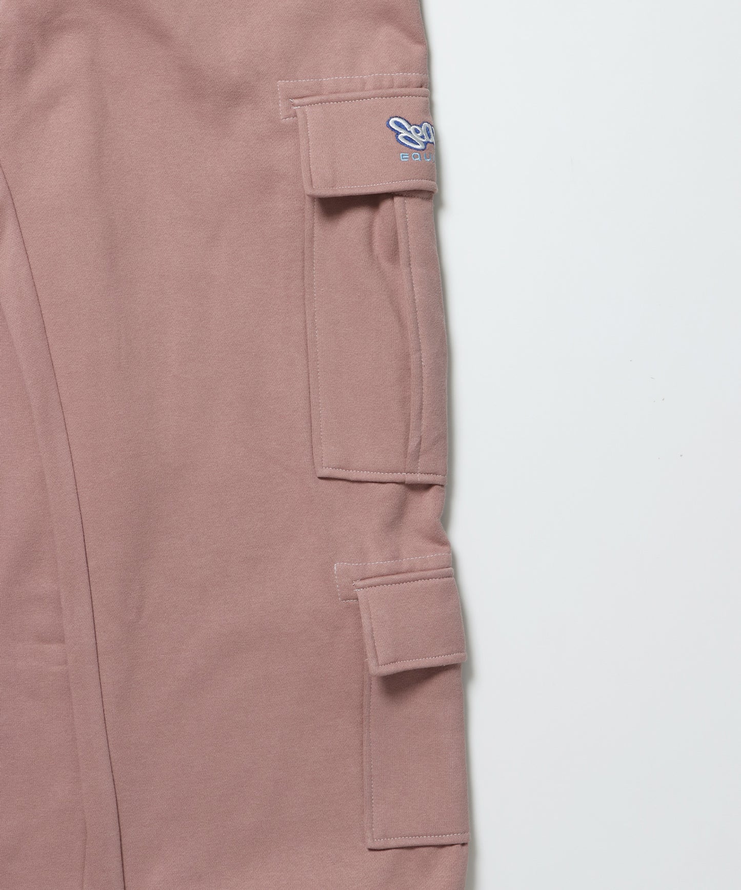 90s UTILITY CARGO SWEAT PANTS / ロゴ 刺繍 カーゴ ポケット スウェット パンツ ドローコード ワイドシルエット セットアップ  ピンク ≪SET UP着用可能≫