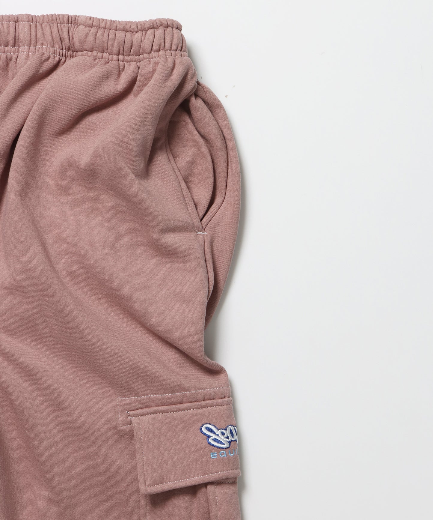 90s UTILITY CARGO SWEAT PANTS / ロゴ 刺繍 カーゴ ポケット スウェット パンツ ドローコード ワイドシルエット セットアップ  ピンク ≪SET UP着用可能≫