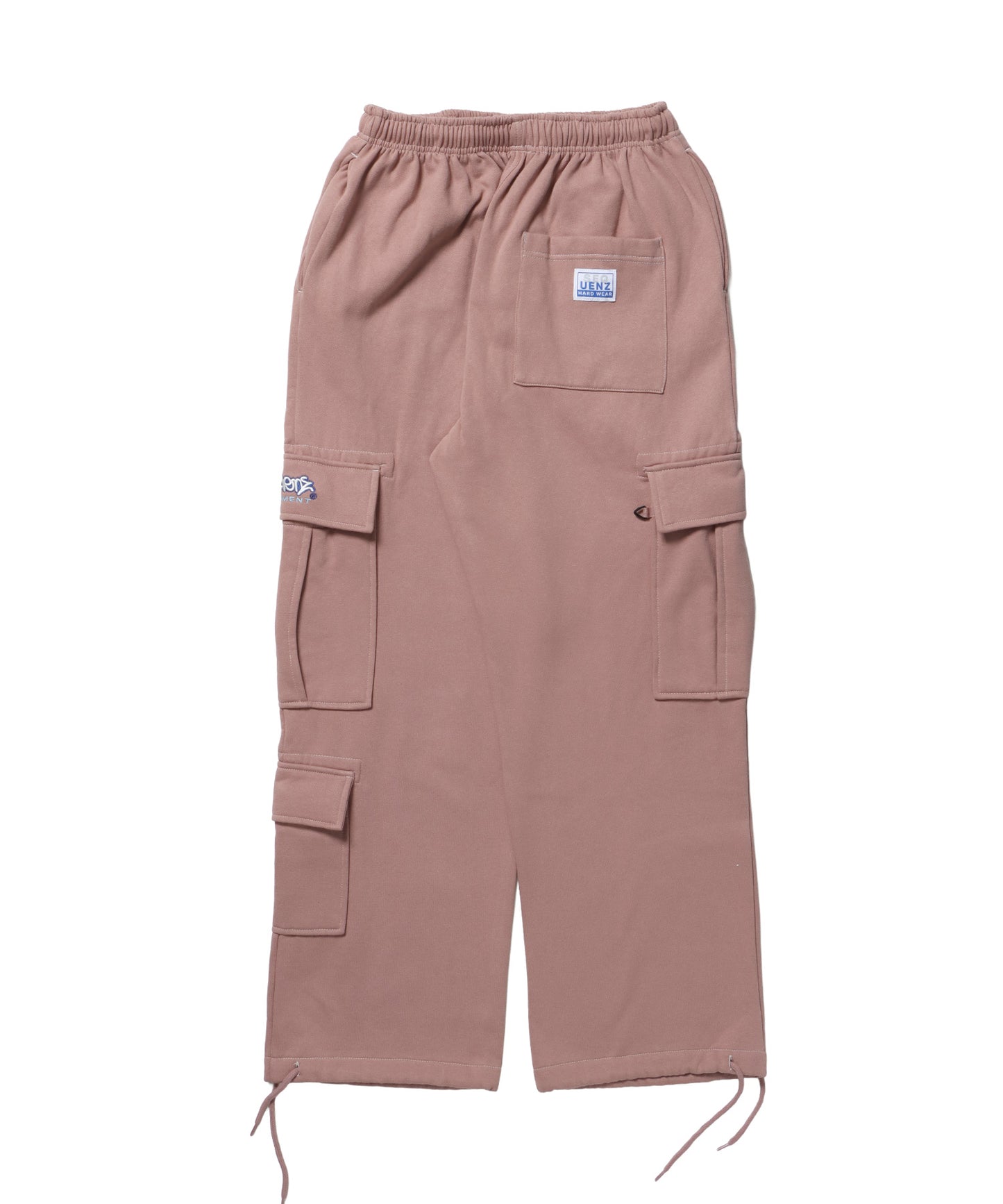 90s UTILITY CARGO SWEAT PANTS / ロゴ 刺繍 カーゴ ポケット スウェット パンツ ドローコード ワイドシルエット セットアップ  ピンク ≪SET UP着用可能≫