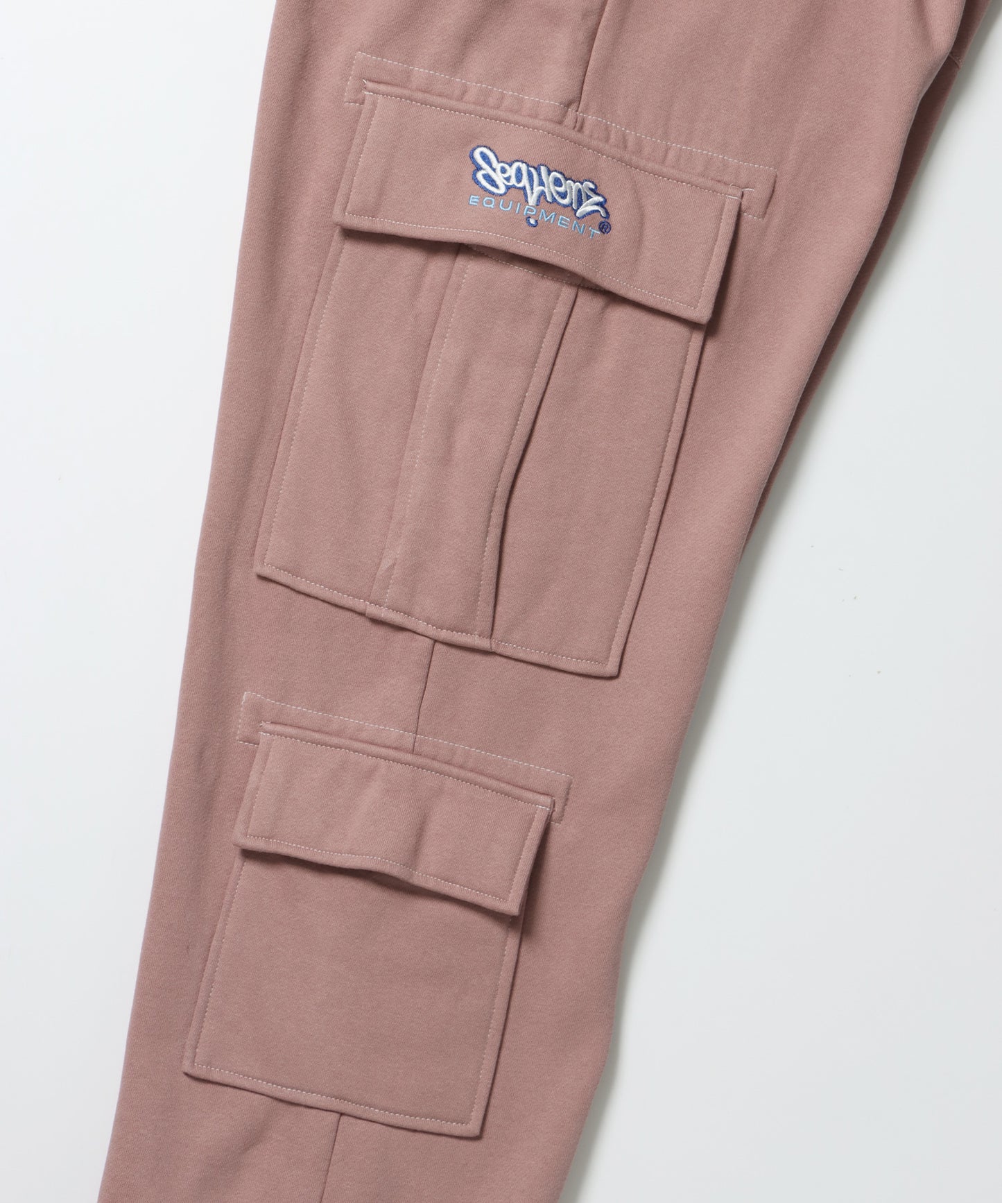 90s UTILITY CARGO SWEAT PANTS / ロゴ 刺繍 カーゴ ポケット スウェット パンツ ドローコード ワイドシルエット セットアップ  ピンク ≪SET UP着用可能≫