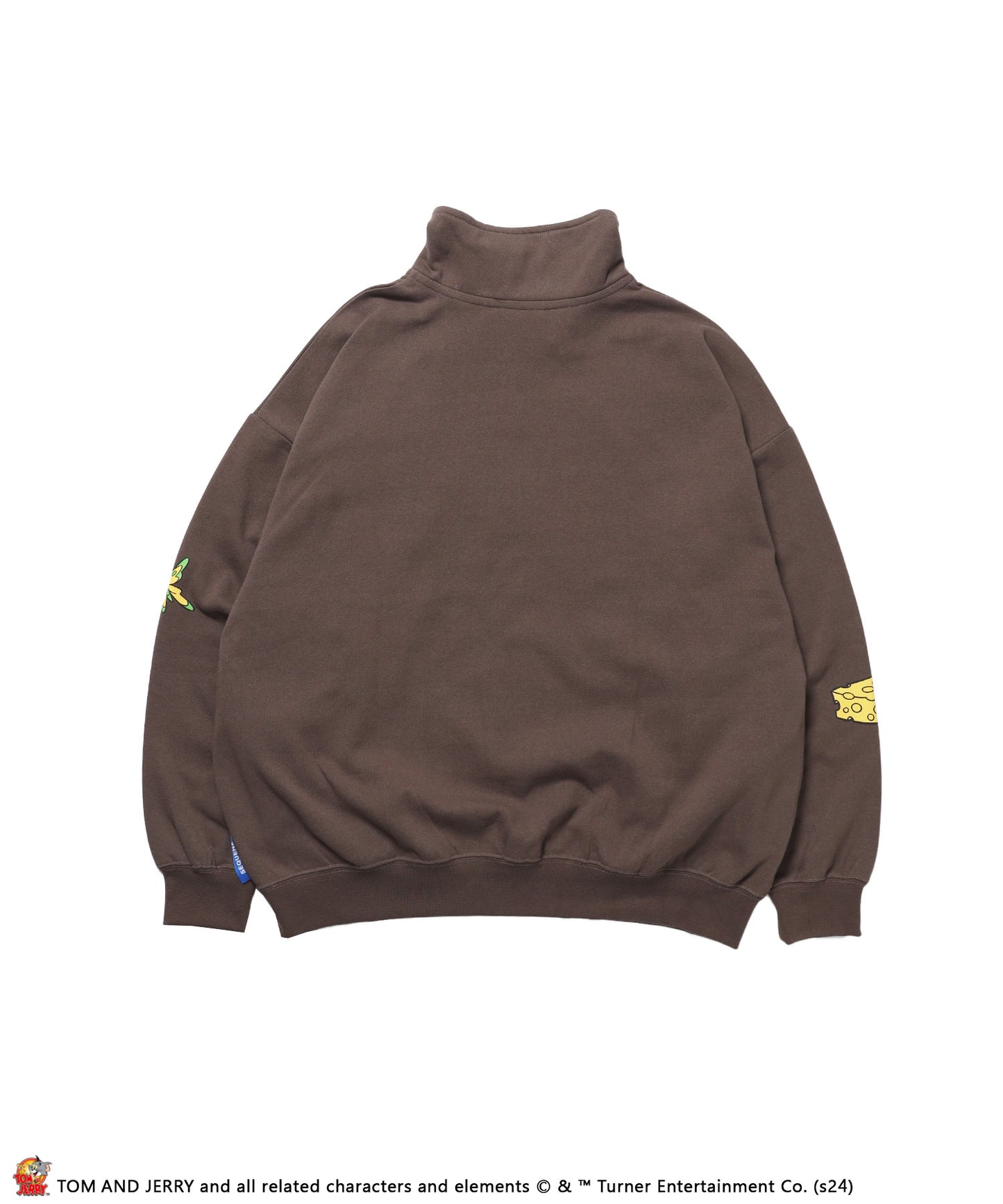 TOM and JERRY CHASE HALF ZIP SWEAT / トムとジェリー ストリート 古着風 ロゴ ペアコーデ プルオーバー バーフジップ モカ